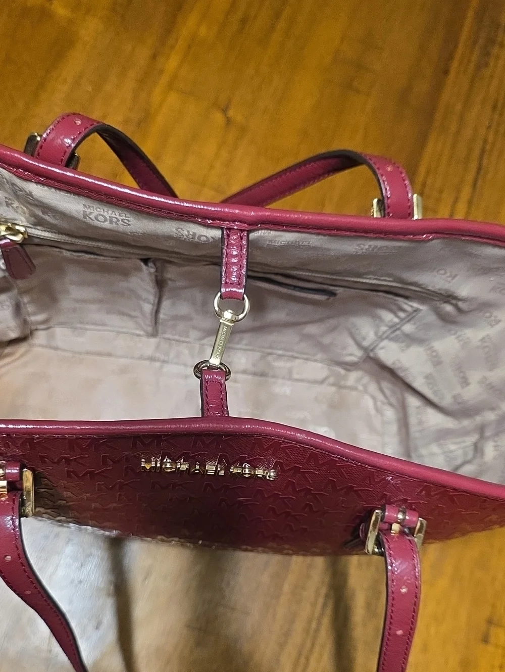 Michael Kors Burgundy Jet Set Charm Tote Bag